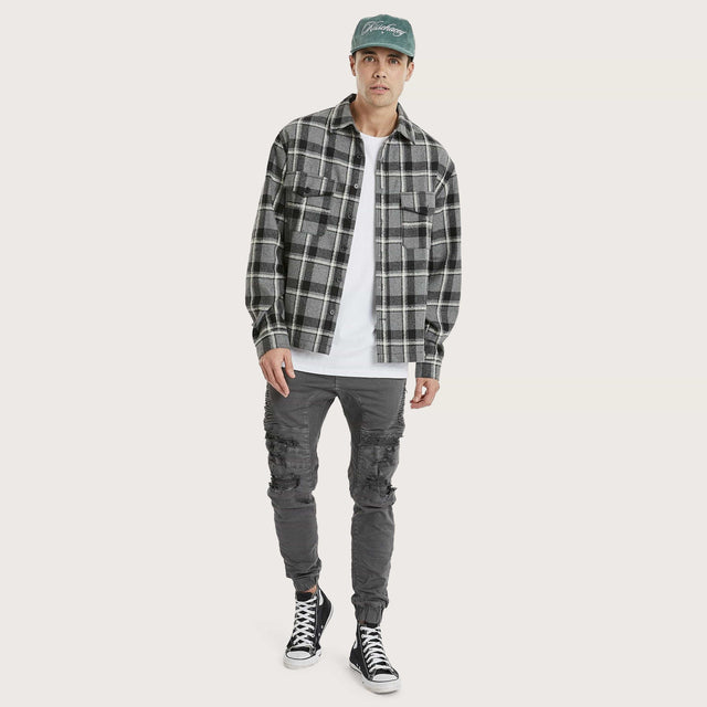 Ruskin Relaxed Overshirt Charcoal Check
