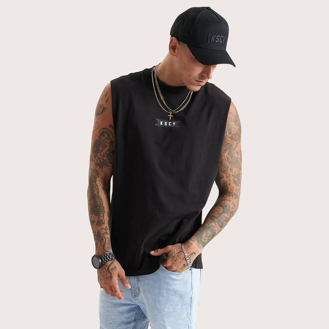 Rustic Relaxed Fit Muscle Jet Black