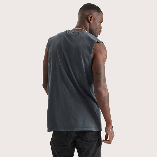 Shine Relaxed Fit Muscle Tee Pigment Asphalt