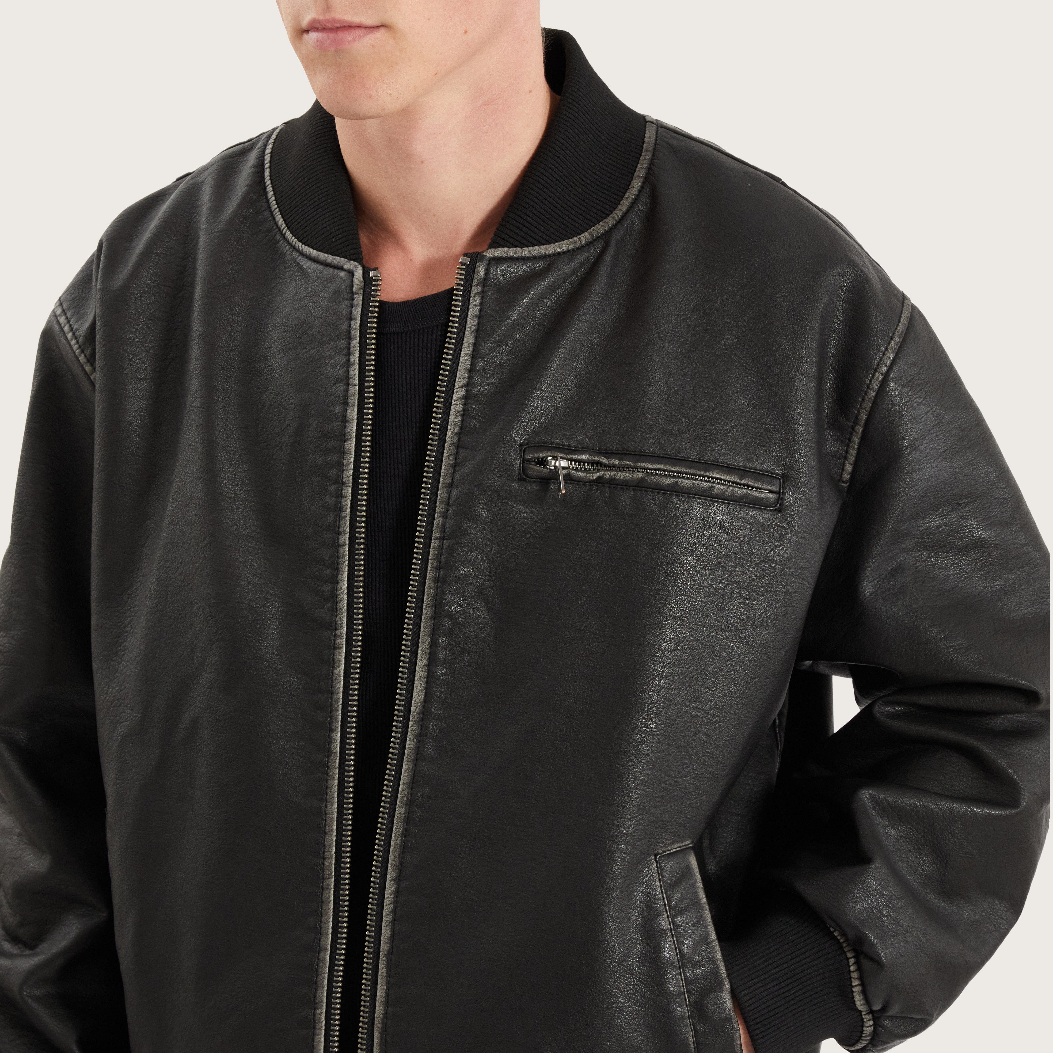 KSCY Solstice Bomber Jacket in Washed Black - Kiss Chacey