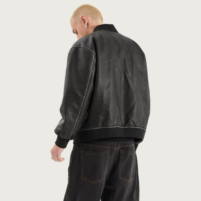 Solstice Bomber Jacket in Washed Black