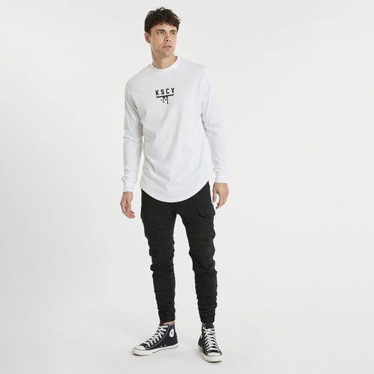 Summit Dual Curved Long Sleeve T-Shirt White