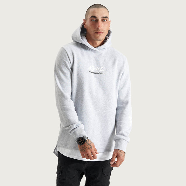 Trevor Hooded Layered Dual Curved Sweater Grey Marle