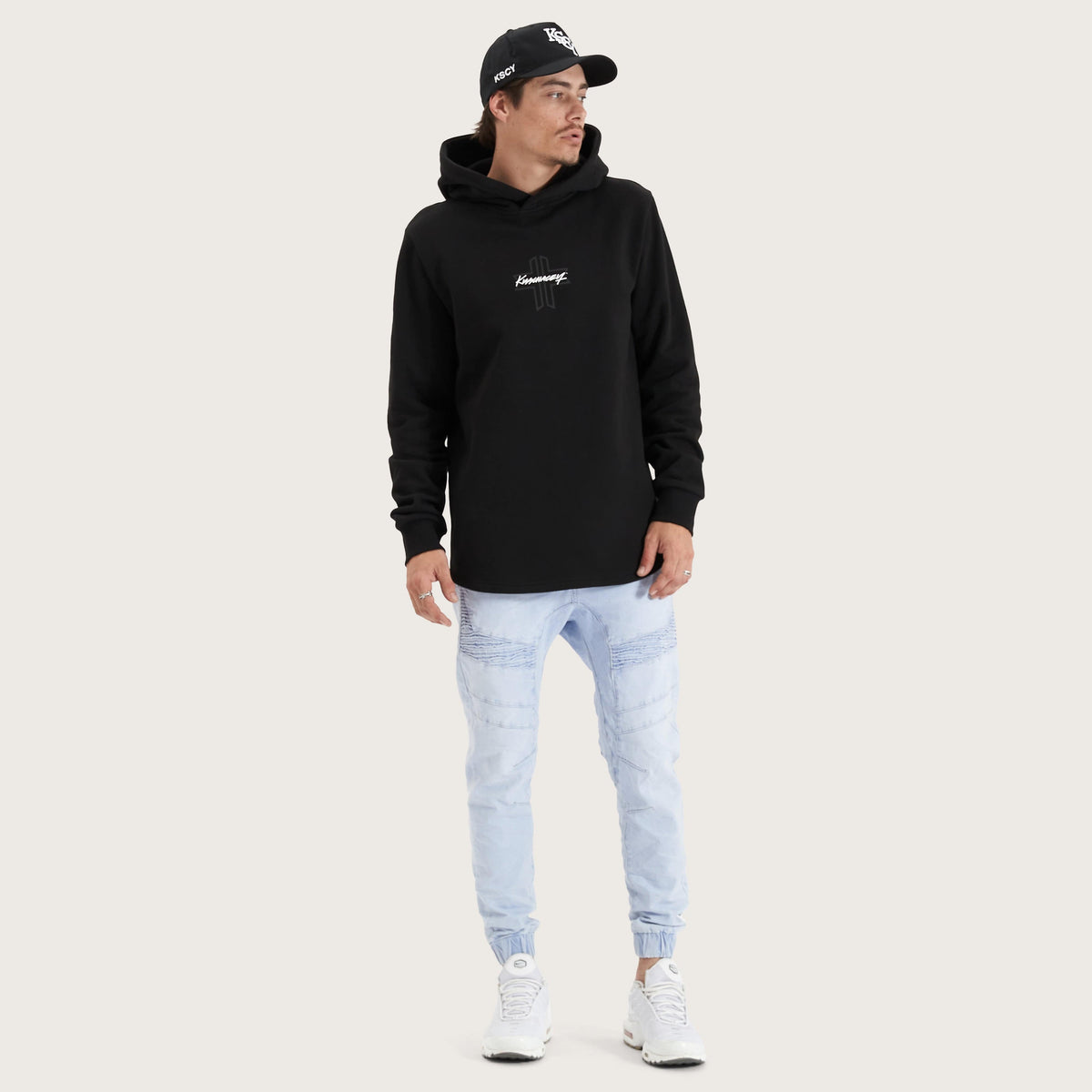 KSCY Zenth Dual Curved Hoodie in Jet Black - Kiss Chacey
