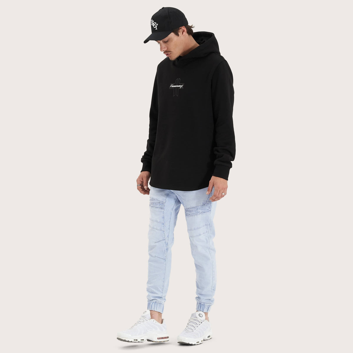 KSCY Zenth Dual Curved Hoodie in Jet Black - Kiss Chacey