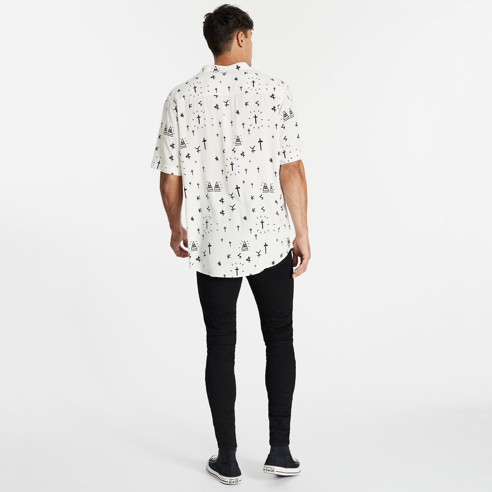 Aces Relaxed Short Sleeve Shirt Black Print