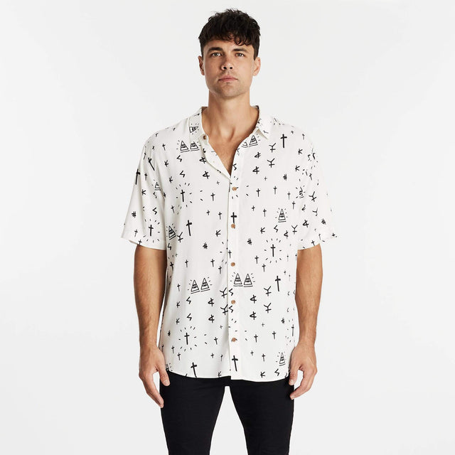 Aces Relaxed Short Sleeve Shirt Black Print