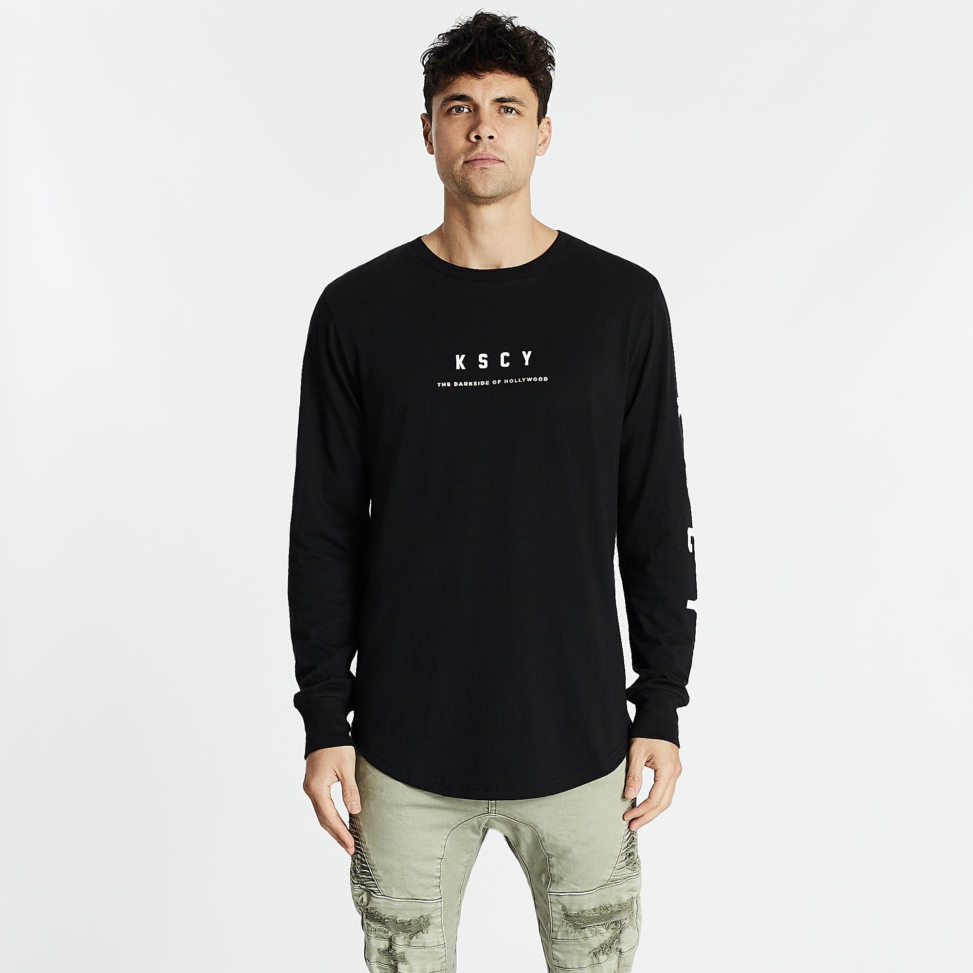 Against Dual Curved Long Sleeve T-Shirt Jet Black