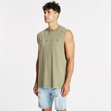 Apex Step Hem Muscle Tee Pigment Khaki