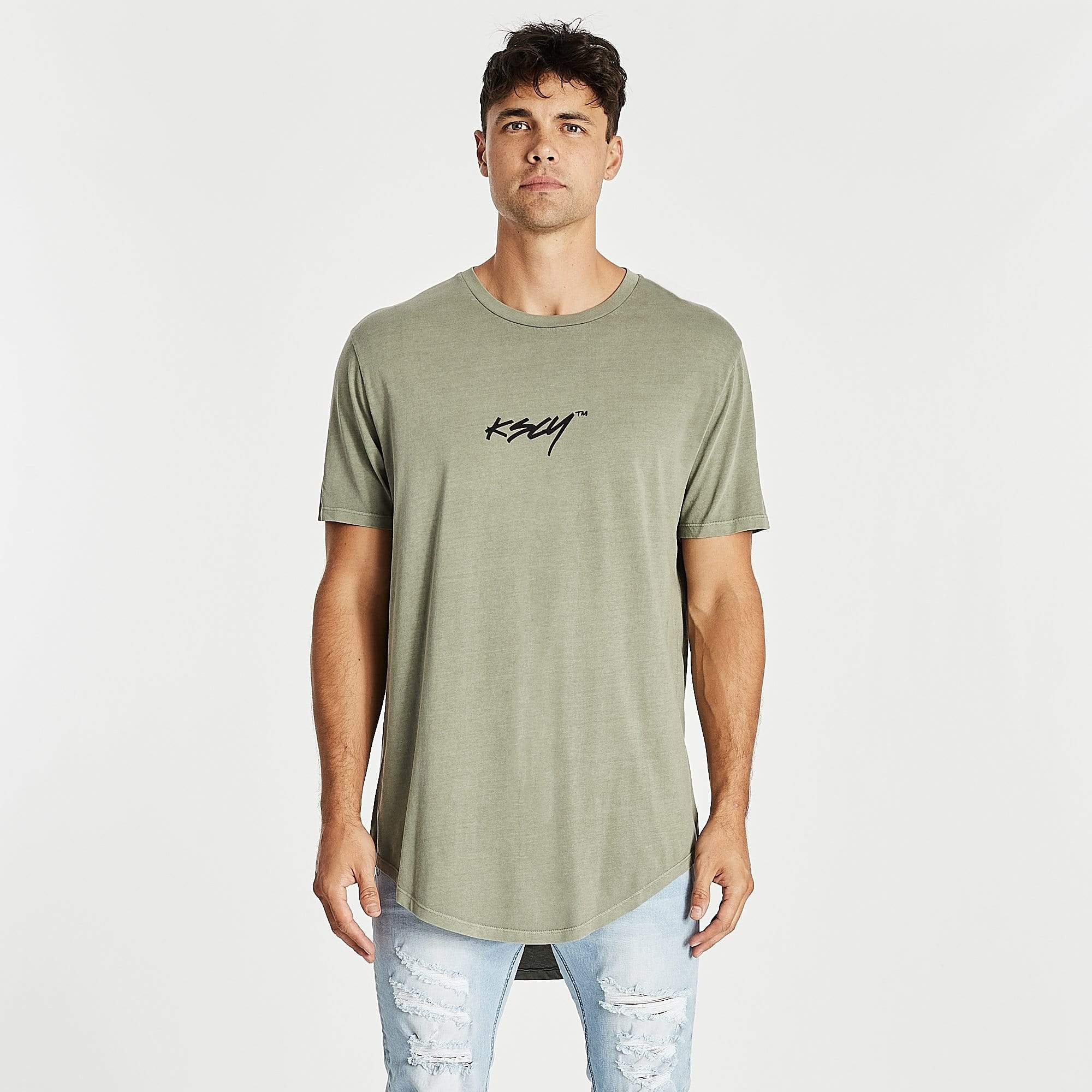 Bad Habits Dual Curved T-Shirt Pigment Khaki