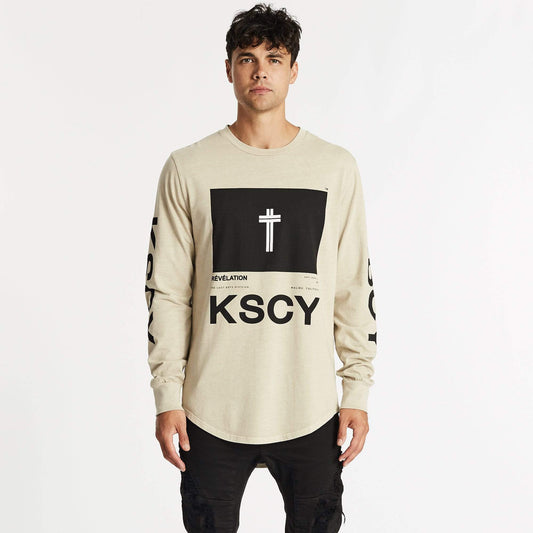 Crossed Cape Back Long Sleeve T-Shirt Pigment Sand