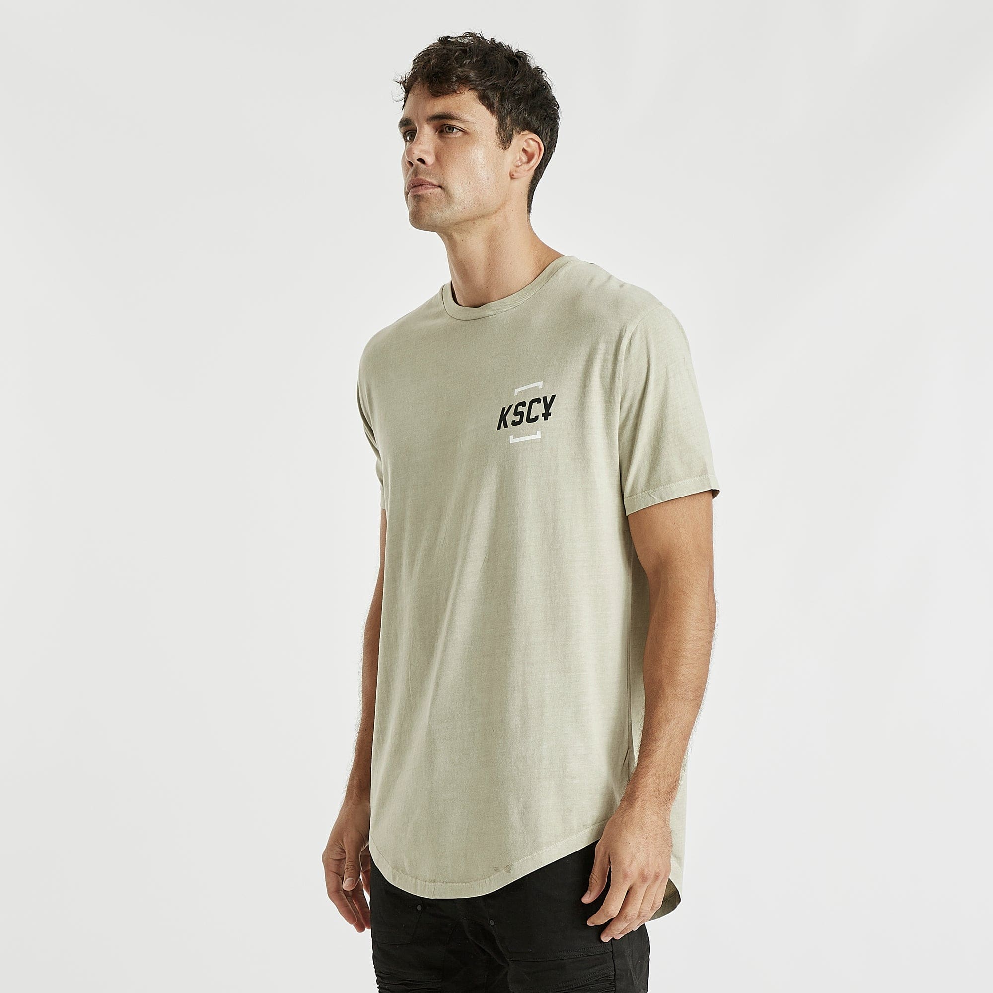 Downtown Dual Curved T-Shirt Pigment Oatmeal
