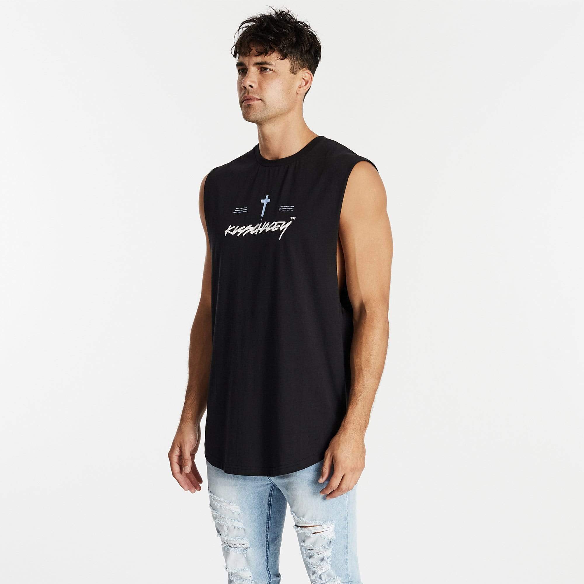 Drainer Dual Curved Muscle Tee Jet Black
