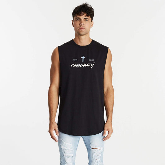 Drainer Dual Curved Muscle Tee Jet Black