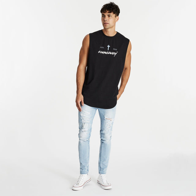 Drainer Dual Curved Muscle Tee Jet Black