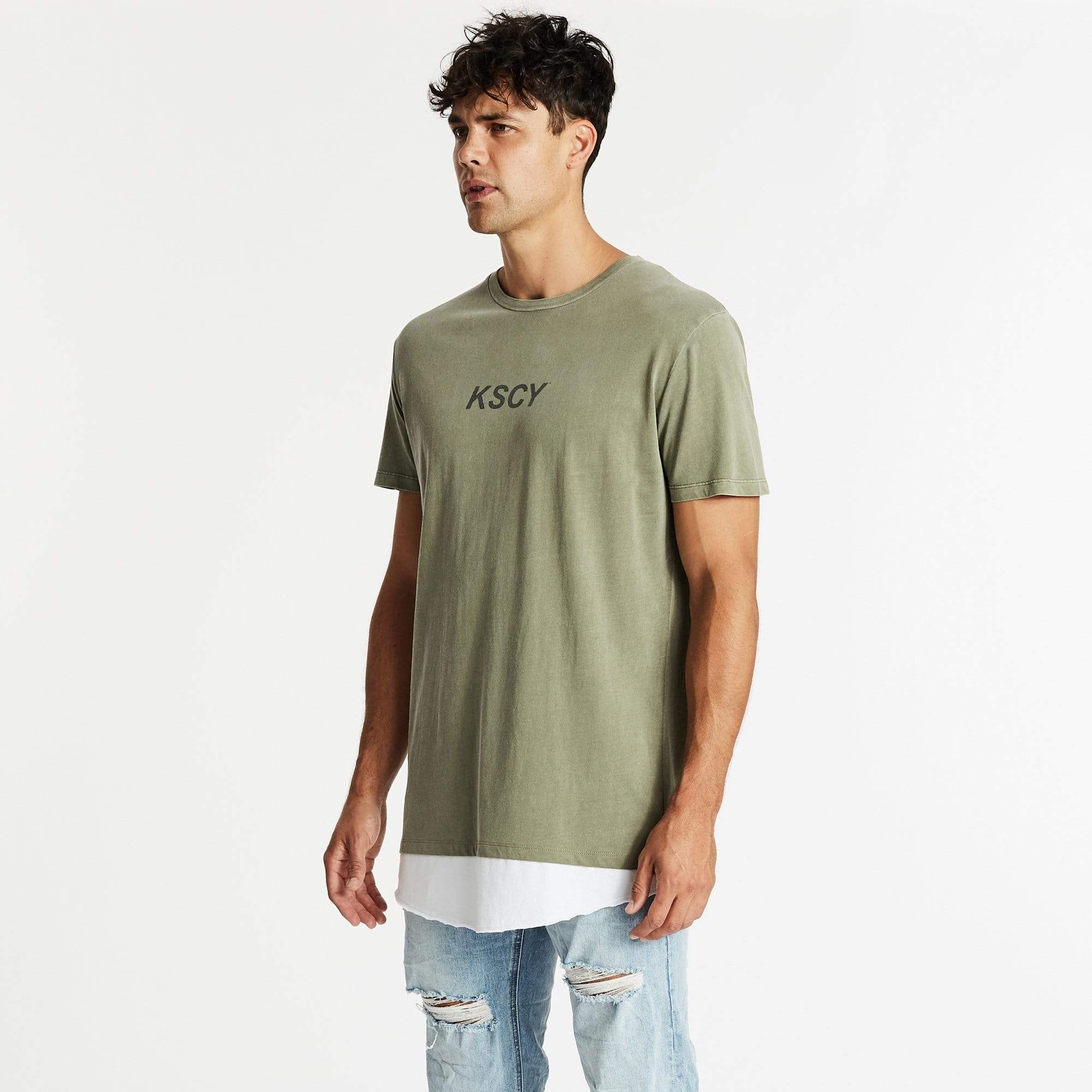 Endings Standard Layered T-Shirt Pigment Khaki