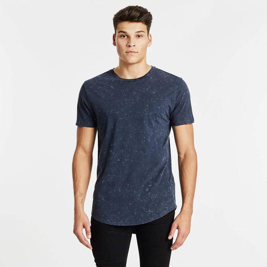 Essential Dual Curved Hem T-Shirt Acid Navy