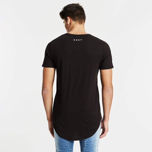 Essential Dual Curved Hem T-Shirt Jet Black