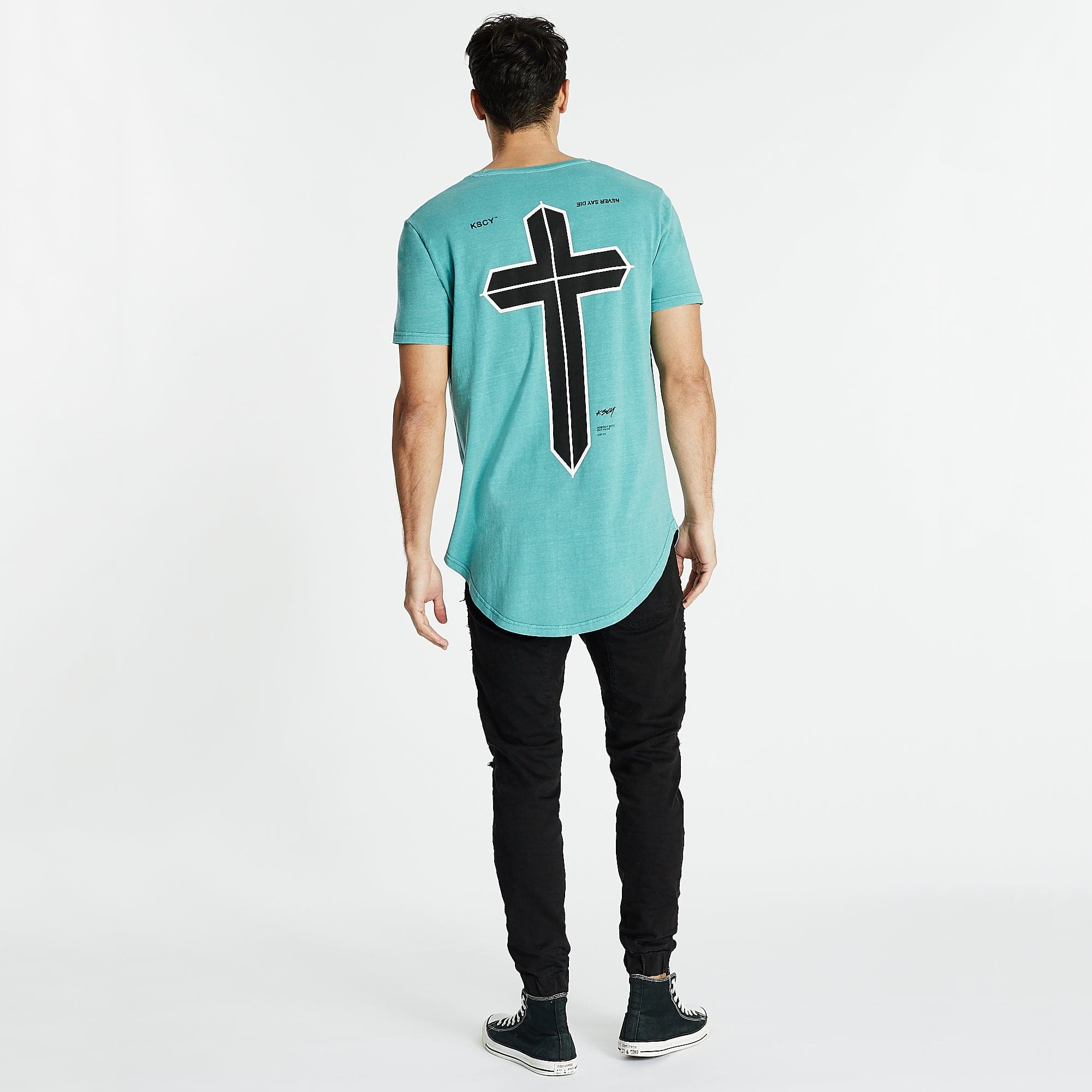 False Alarm Dual Curved T-Shirt Pigment Bristol Blue