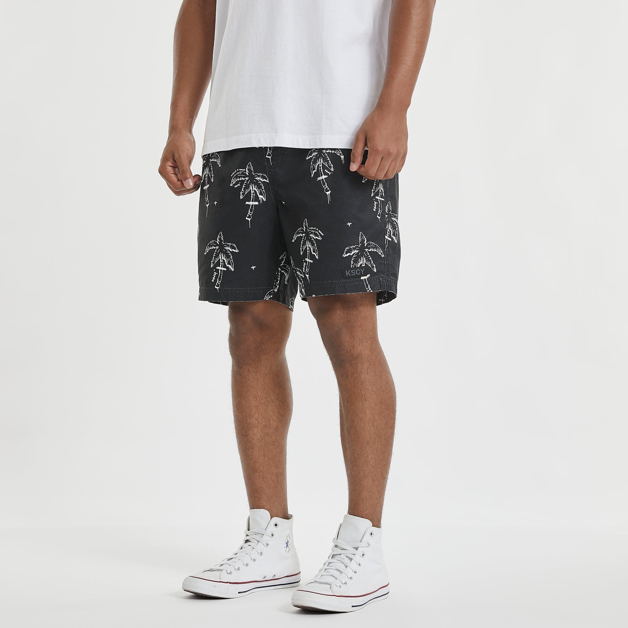Force Beach Short Black/White Print