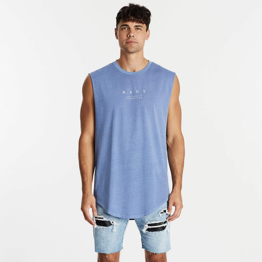 Future Dual Curved Muscle Tee Pigment Colony Blue