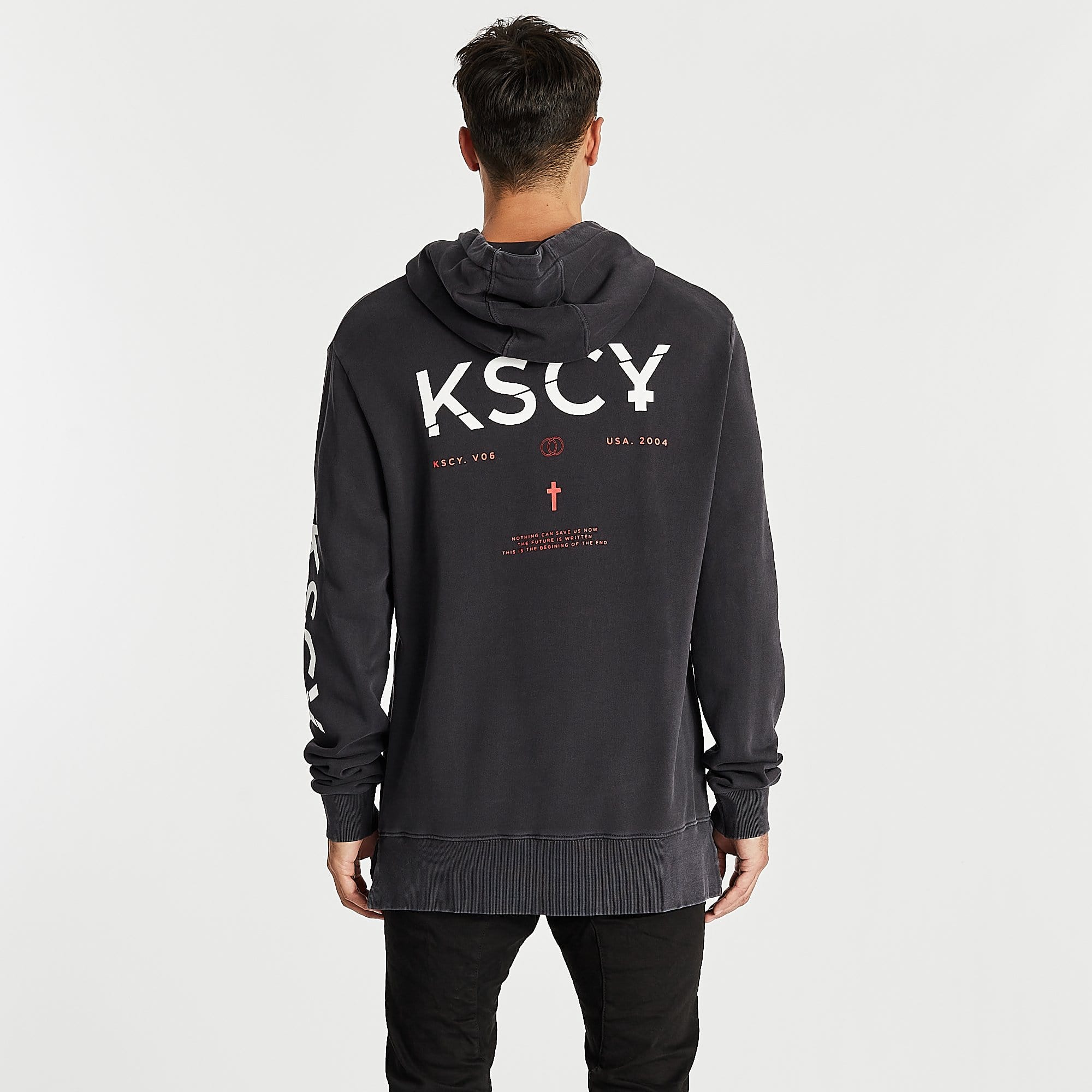 Helpless Step Hem Hoodie Pigment Asphalt