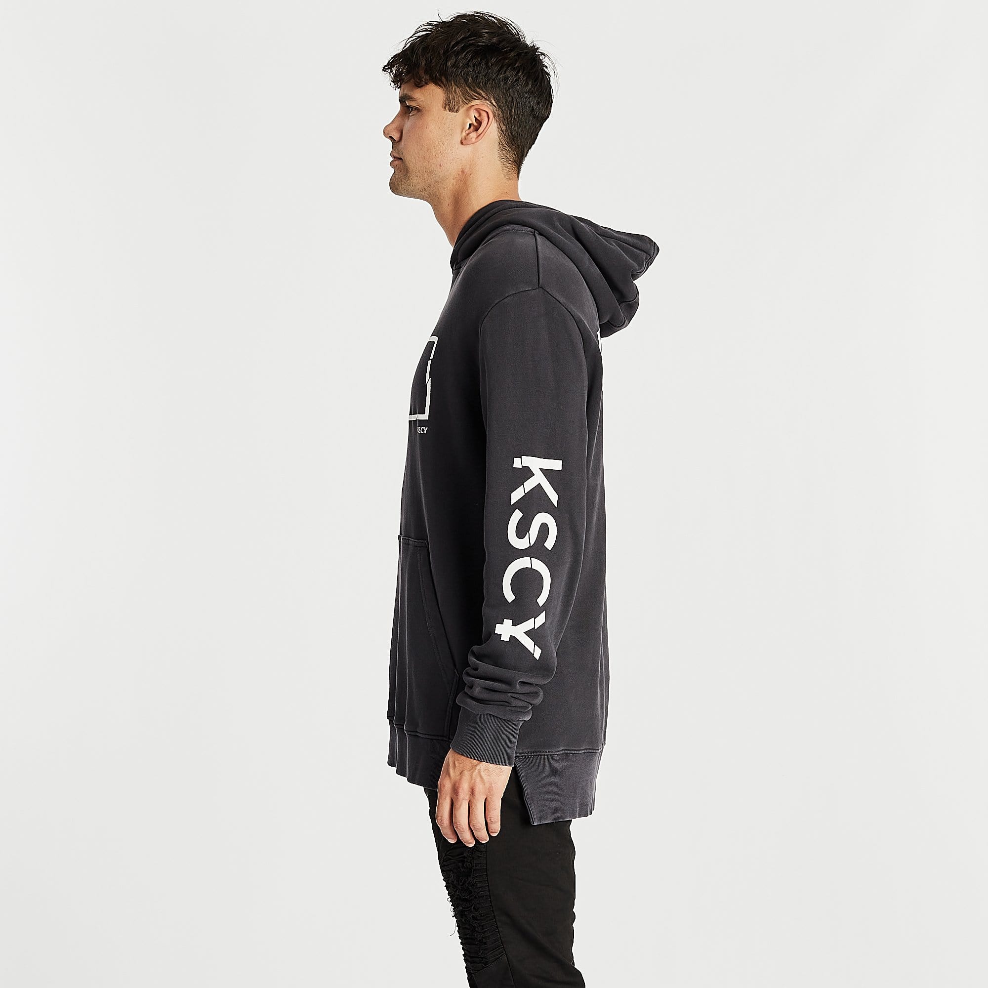 Helpless Step Hem Hoodie Pigment Asphalt