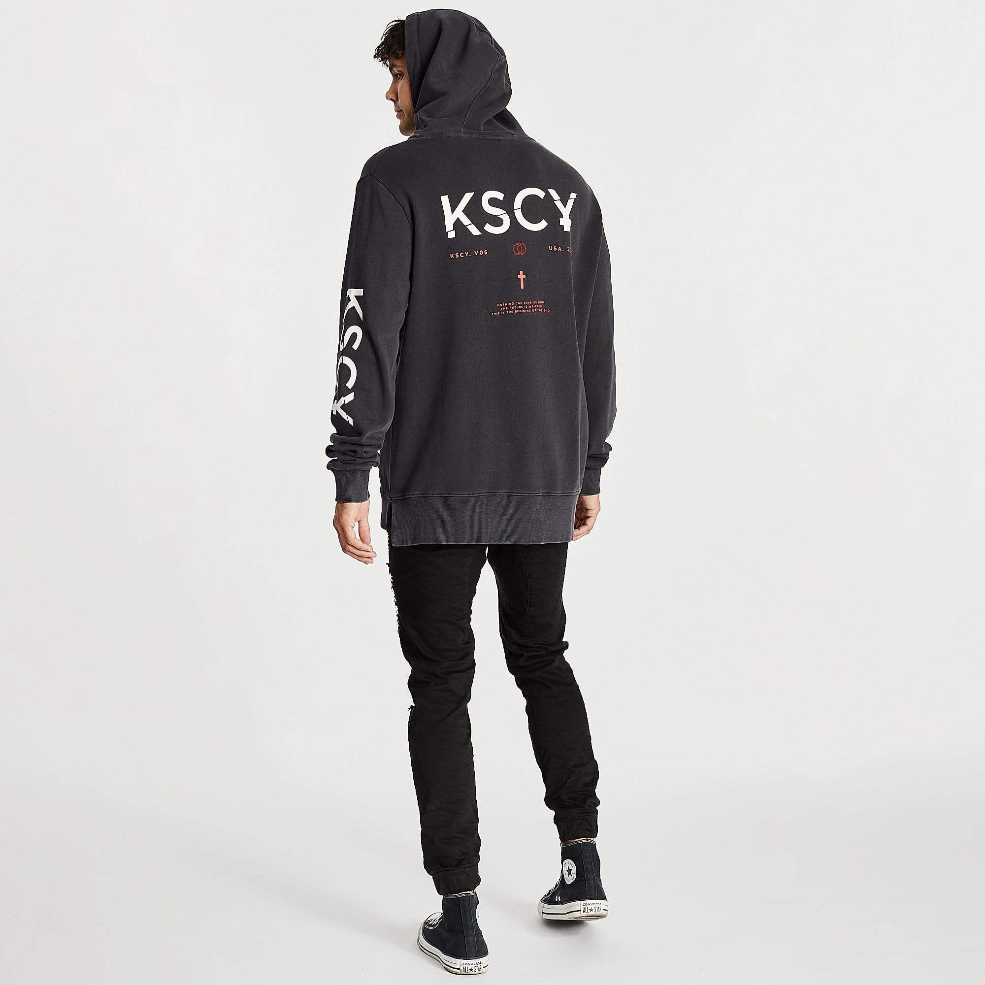 Helpless Step Hem Hoodie Pigment Asphalt