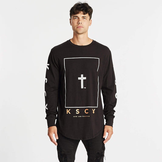 Inferno Dual Curved Long Sleeve T-Shirt Jet Black