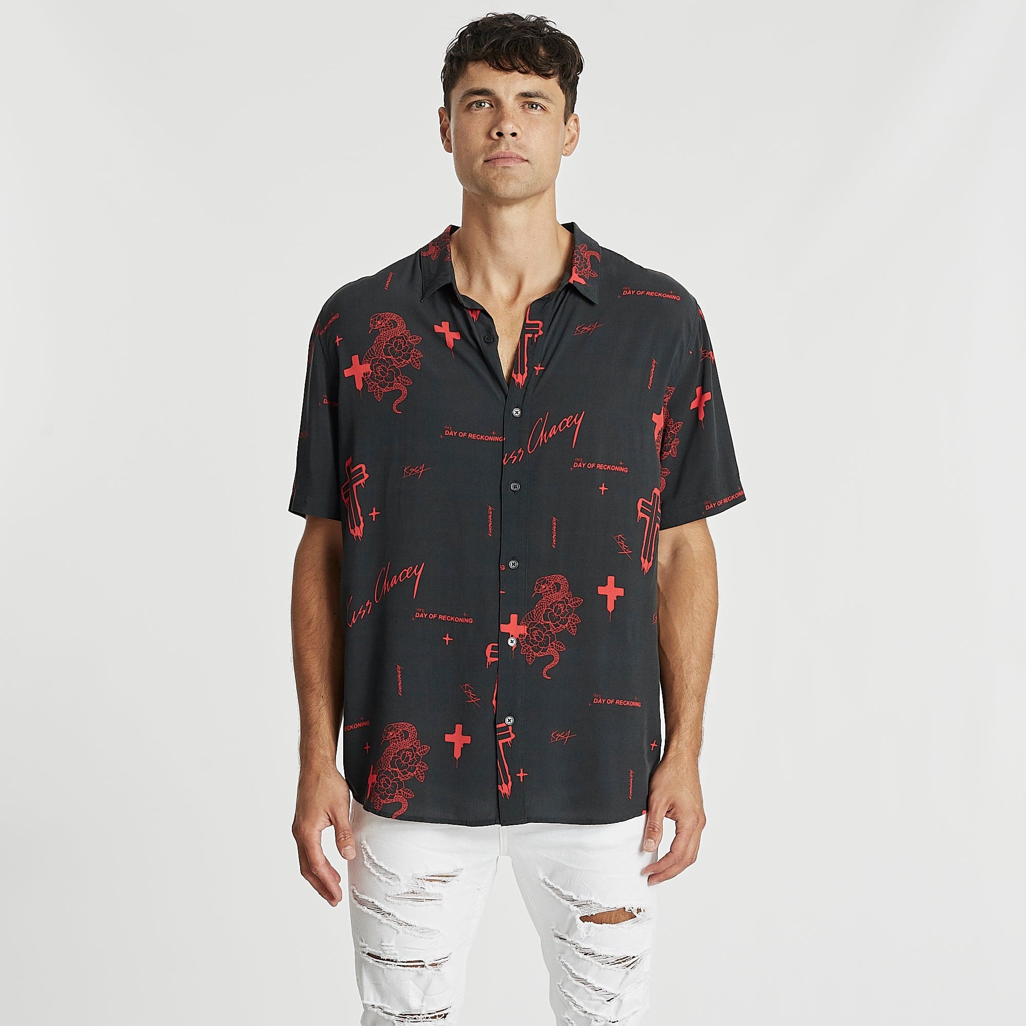 Insomniac Relaxed Short Sleeve Shirt Black Print