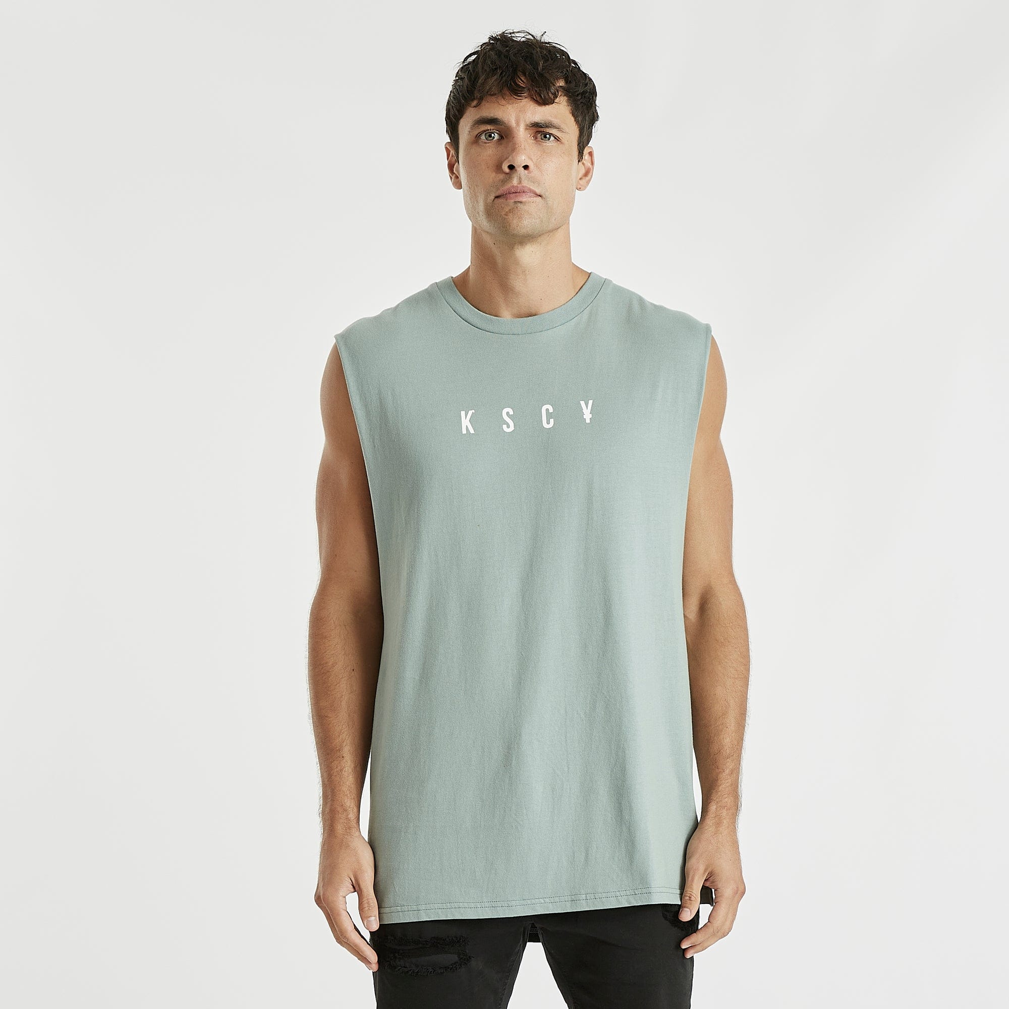 Join Step Hem Muscle Tee Slate Gray