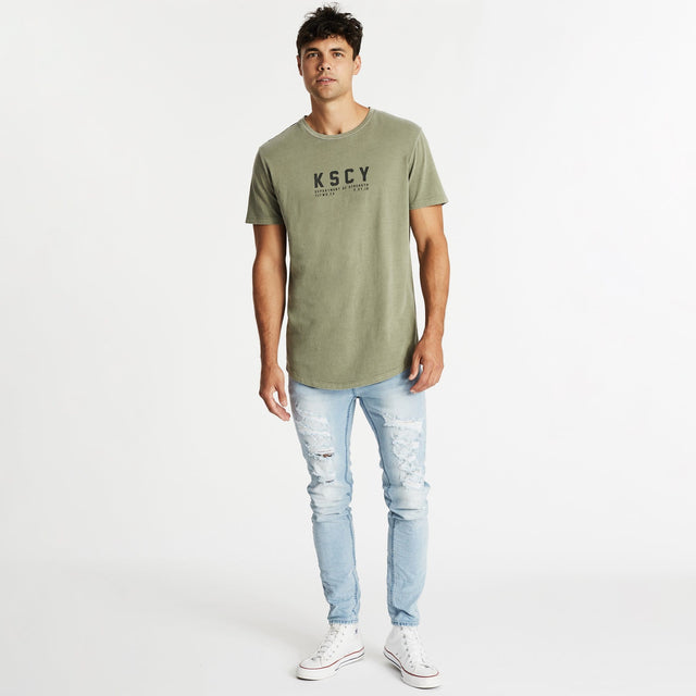 Justice Dual Curved T-Shirt Pigment Khaki