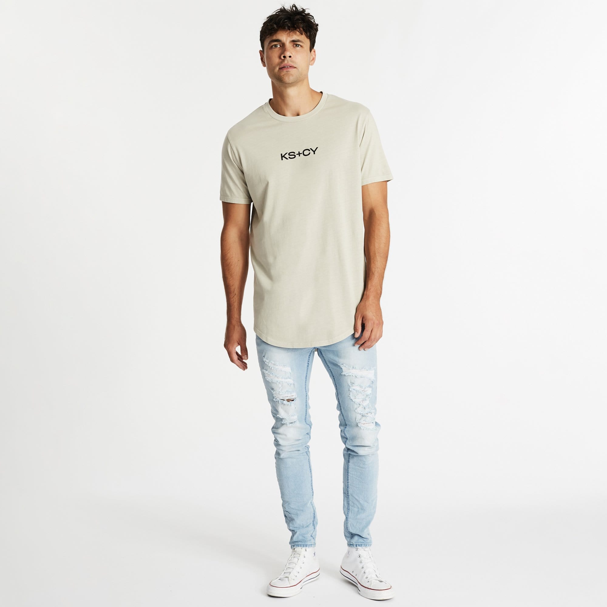 Live Fast Dual Curved T-Shirt Pigment Stone