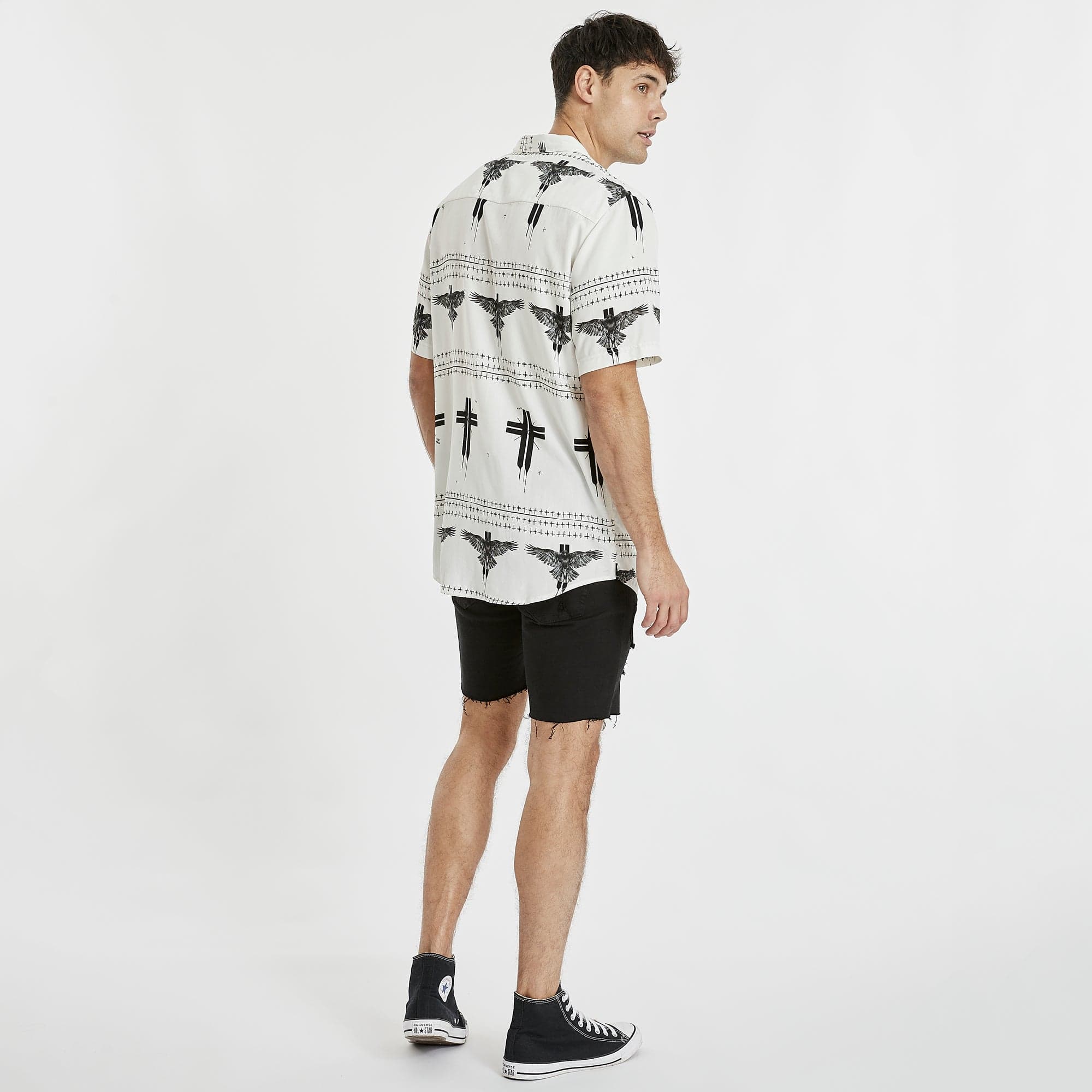 Malibu Relaxed Short Sleeve Shirt White Print