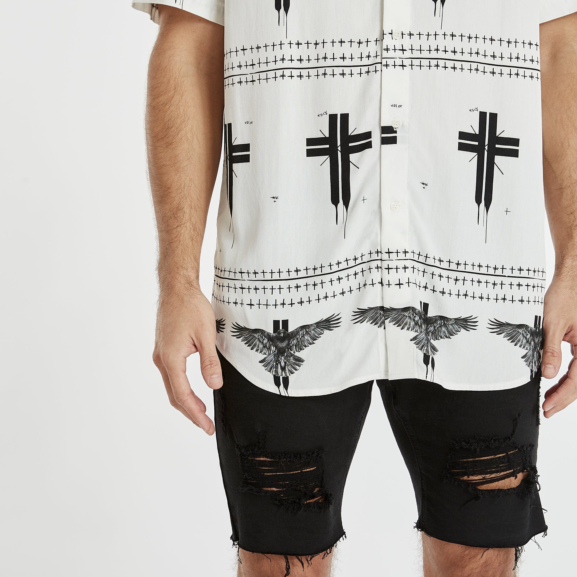 Malibu Relaxed Short Sleeve Shirt White Print