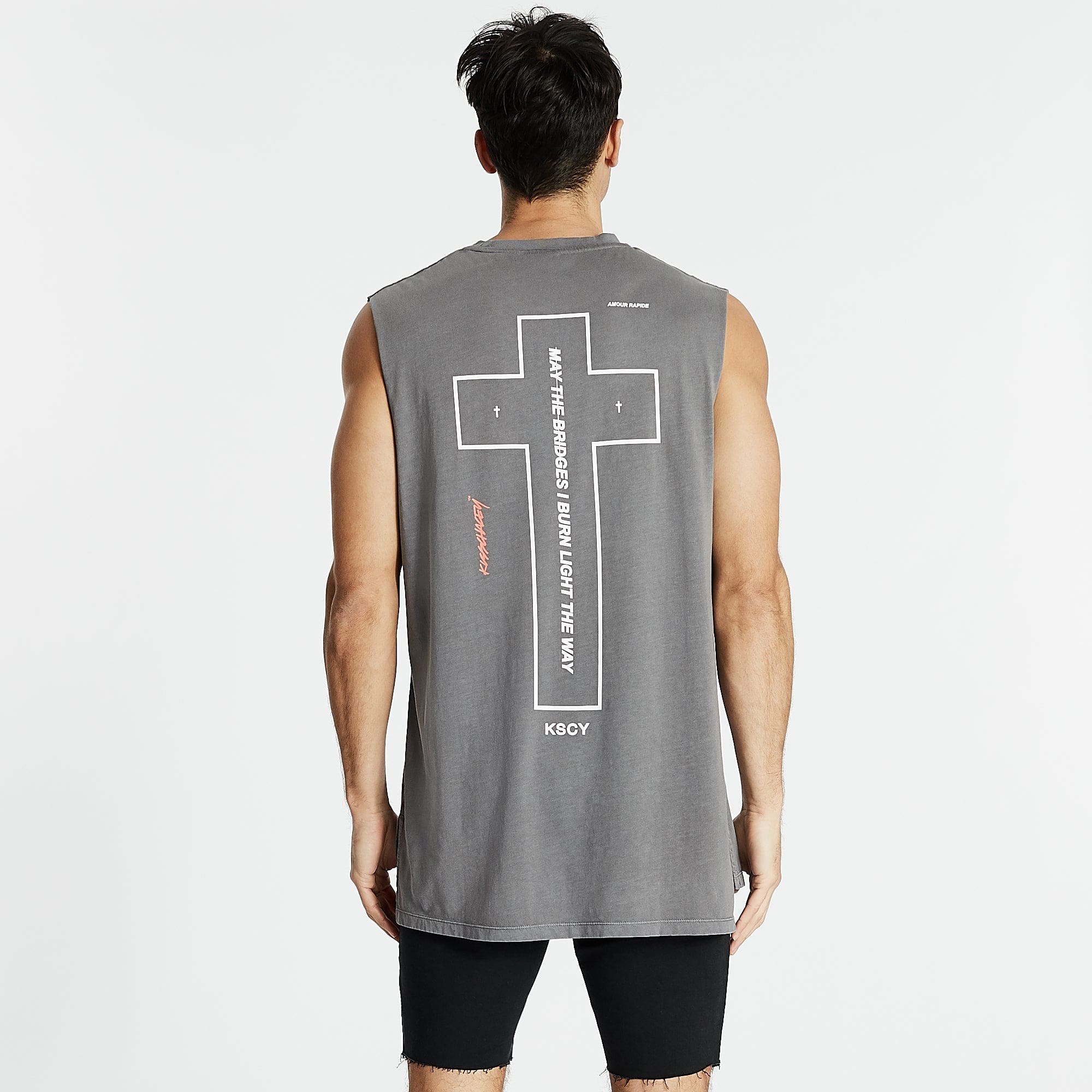 Matador Step Hem Muscle Tee Pigment Charcoal