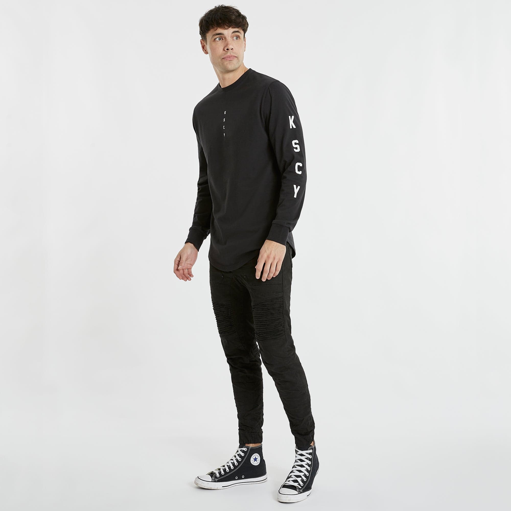 Miramar Dual Curved Long Sleeve T-Shirt Jet Black