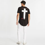 Ombre Dual Curved T-Shirt Jet Black