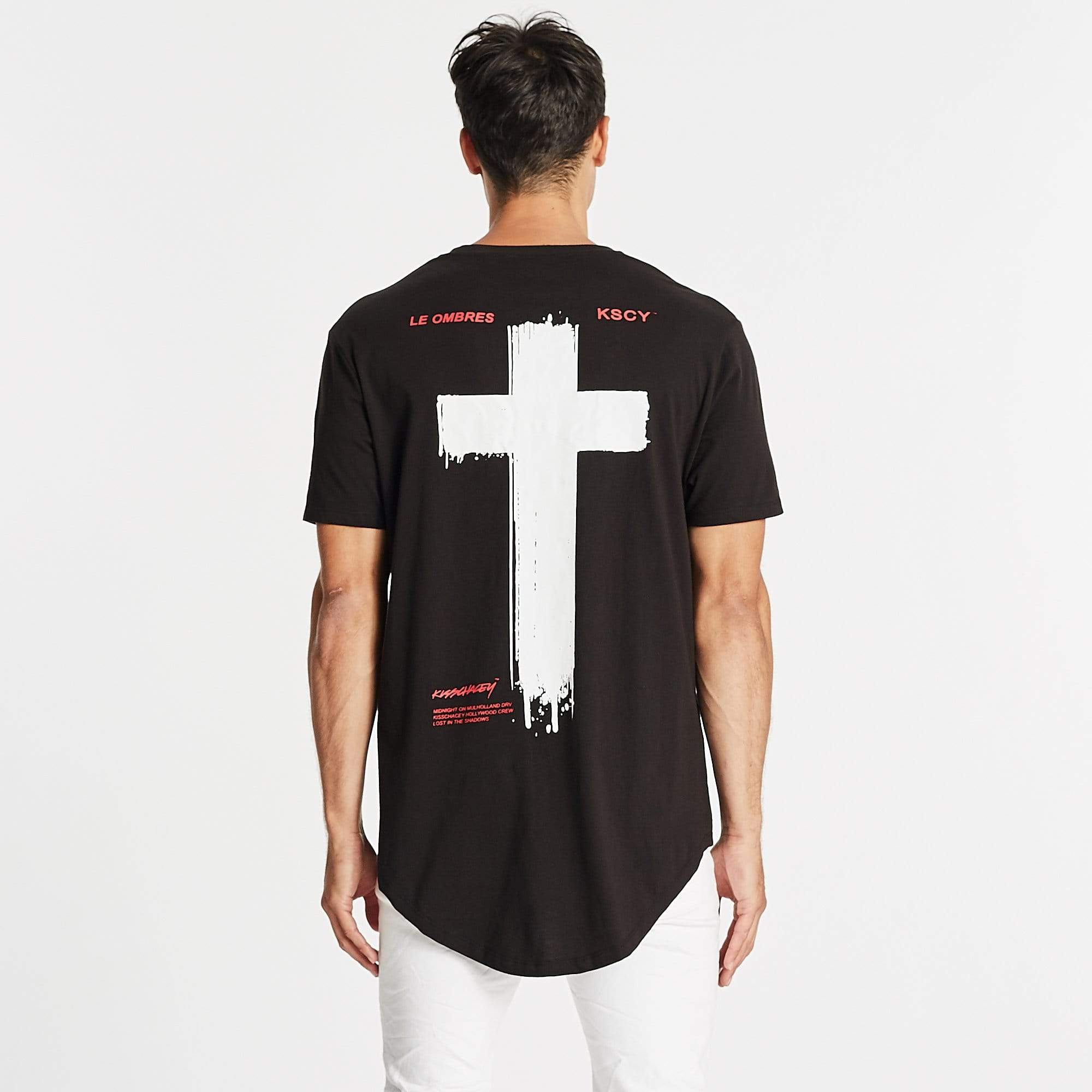 Ombre Dual Curved T-Shirt Jet Black