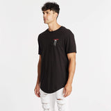 Ombre Dual Curved T-Shirt Jet Black