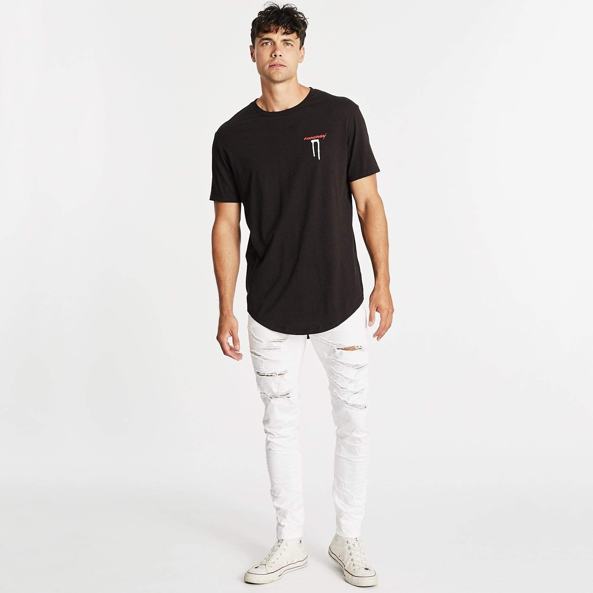 Ombre Dual Curved T-Shirt Jet Black