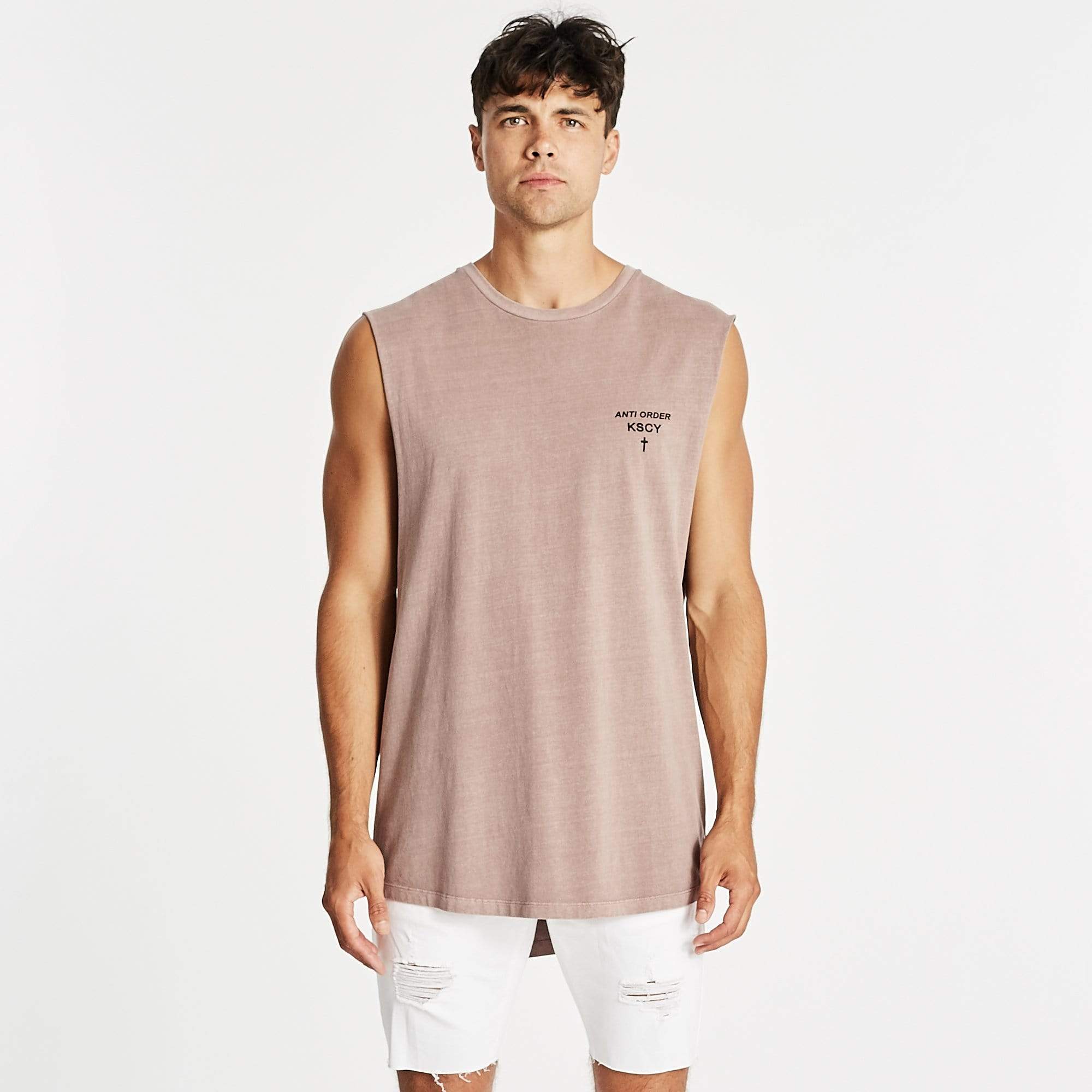 Plymouth Dual Curved Muscle Tee Pigment Mauve