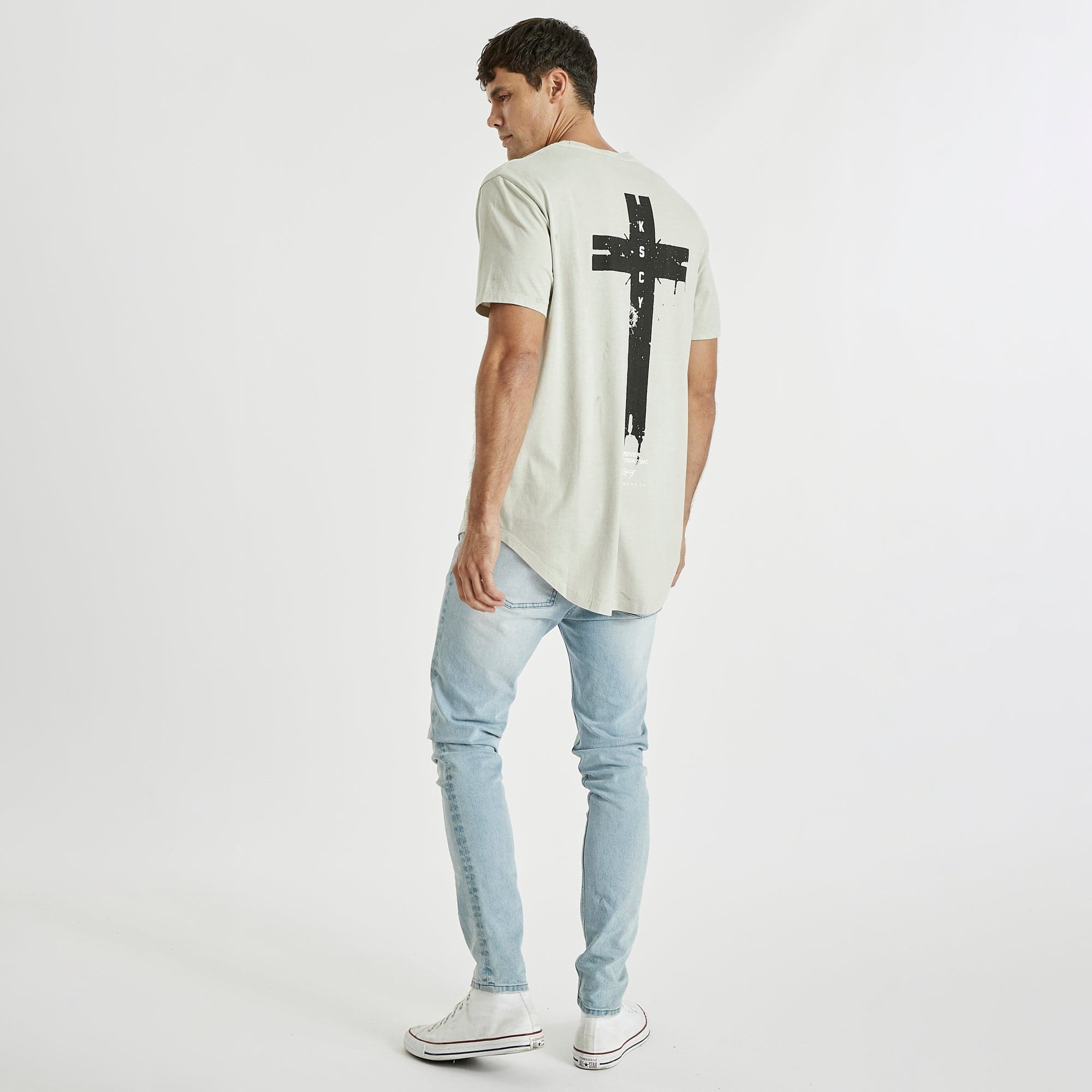 Racing Dual Curved T-Shirt Pigment Stone