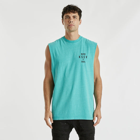Recognise Relaxed Muscle Tee Pigment Dusty Turquoise