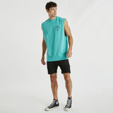 Recognise Relaxed Muscle Tee Pigment Dusty Turquoise