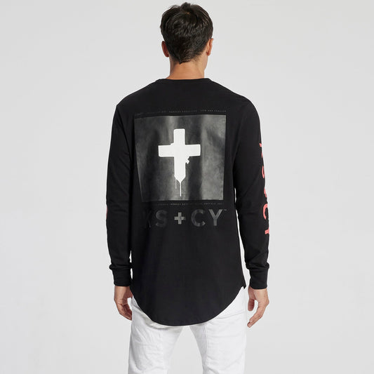 Replace Dual Curved Long Sleeve T-Shirt Jet Black