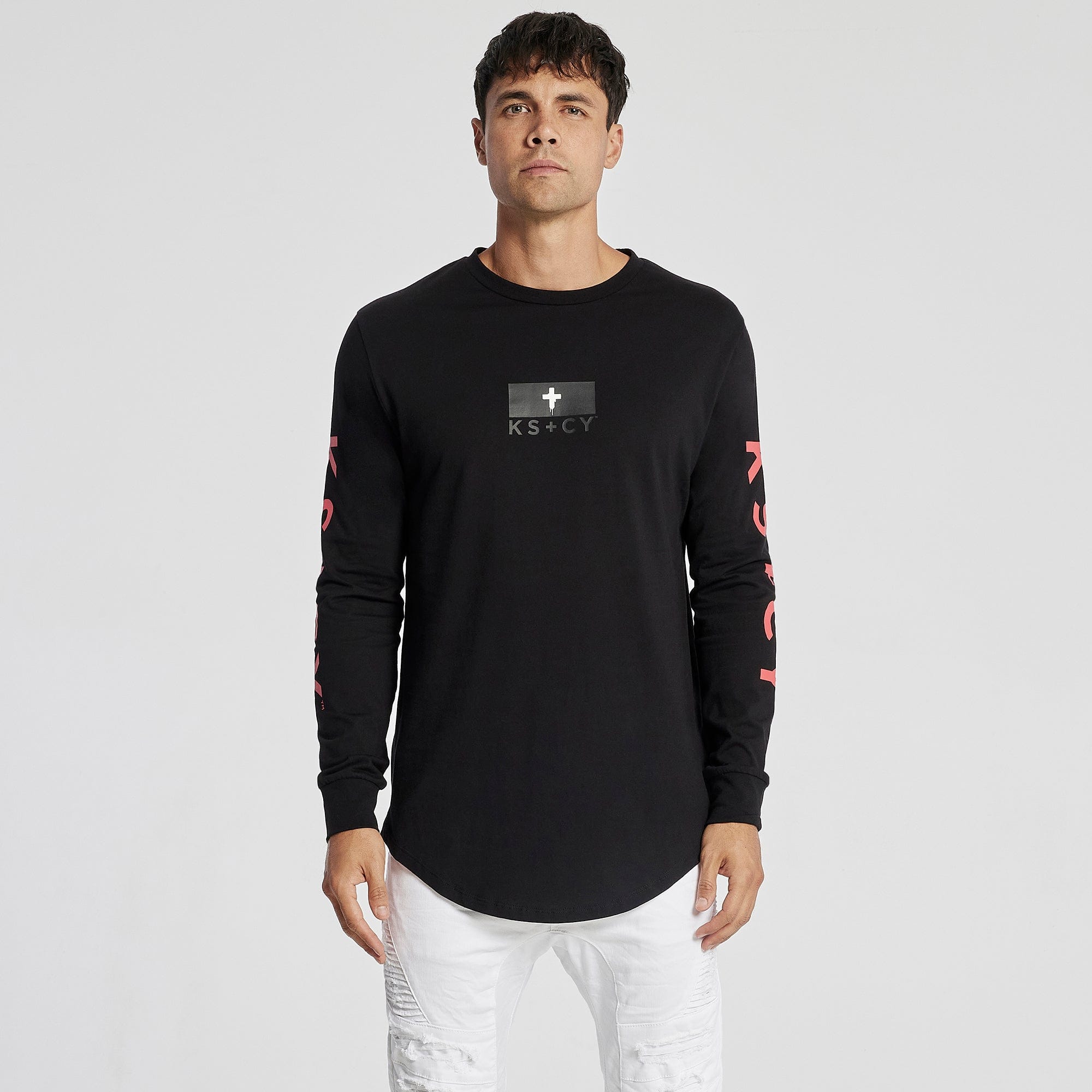 Replace Dual Curved Long Sleeve T-Shirt Jet Black