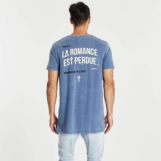 Romantic Step Hem T-Shirt Acid Blue