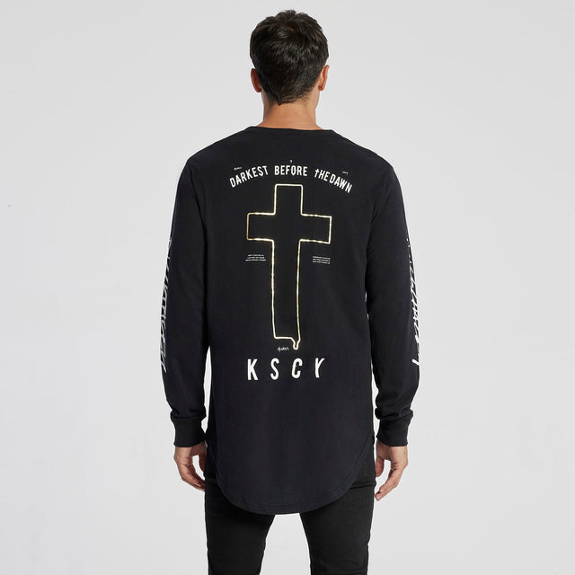 Shattered Dual Curved Long Sleeve T-Shirt Jet Black