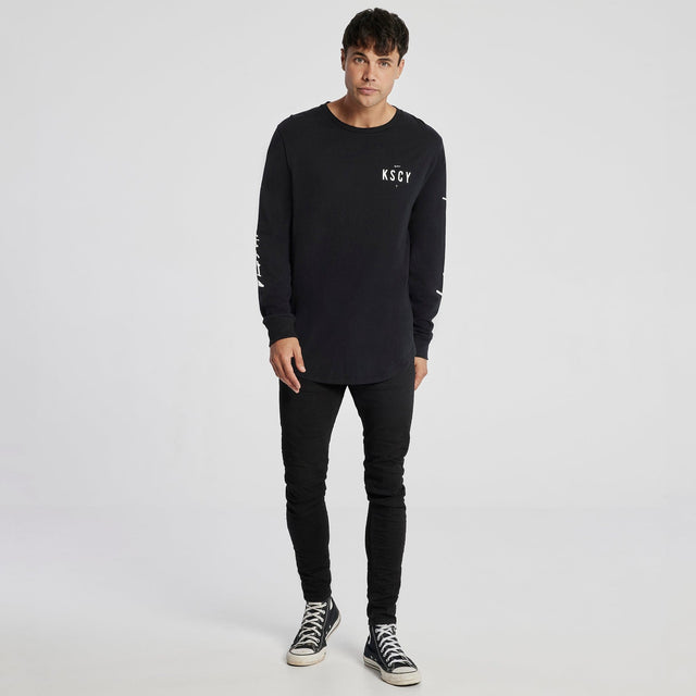 Shattered Dual Curved Long Sleeve T-Shirt Jet Black